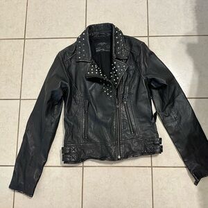 All Saints Biker Studded Leather Jacket